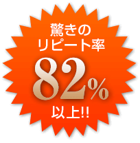 驚きのリピート率82％以上！